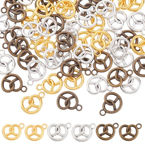 PH PandaHall 60 Stück 3 Farben Herzanhänger 17mm Metall Herzanhänger Herzen In Brezelform Legierung Baumelnder Anhänger Mit 2mm Loch Für DIY Halsketten Armbänder Schmuckherstellung