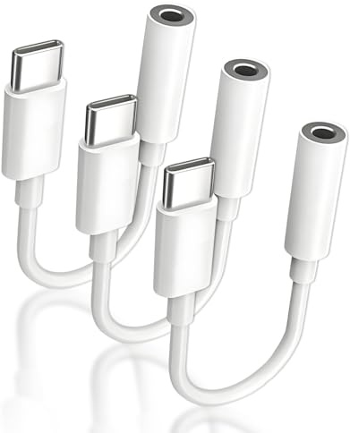 Tuwonwa 3PCS Adaptateur USB C Jack de Casque 3,5mm, avec Puce Haute Résolution, Convertisseur Audio Type-C pour Casques, Appels et Commande Filaire, Compatible Appareils USB-C avec Fonction OTG