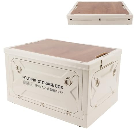 Tespoli di archiviazione pieghevole, casse di utilità impilabili con coperchi e ruote di grandi dimensioni di contenitori pieghevoli per abiti da bucato per la biancheria domestica (Bianco piccolo)