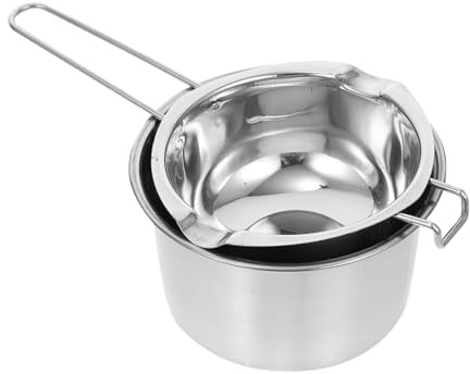 TOGEVAL Double Boiler Wax Melting Pot 600ml 16cm 201 Stainless Steel Boiling Water Pot for Candle Chocolate Candy Melting and Heating Set
