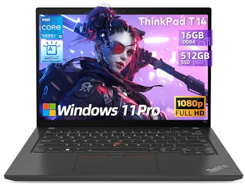 Lenovo ThinkPad T14 Laptop, 14in FHD 1080p Windows 11 Netbook PC, Core i5-10210U, 512GB SSD, 16GB RAM, HDMI, Thunderbolt 3, Backlit KBL (Renewed)