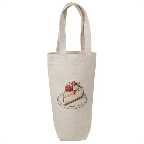Azeeda 'Cheesecake Slice with Strawberries' Cotton Wine Bottle Gift/Travel Bag (BL00048383)