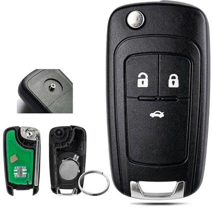 3 Tasten Flip Fernbedienung Schlüssel mit ID46 Chip 433MHz für Opel Astra J Adam Insignia A Cascade Corsa E Mokka Zafira C Geeignet als Ersatz- oder Reserveschlüssel für Fahrzeughalter (NO Keyless go)