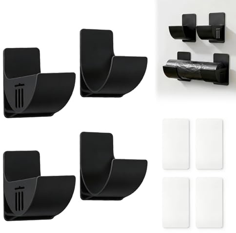 Zyrtkeriom 4 soportes para bolsas de basura montados en la pared, dispensador de bolsas de basura y organizador, accesorios de cocina para almacenamiento de cocina y sistemas de organización, color