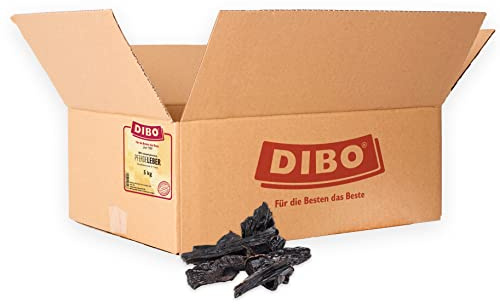 DIBO Pferde-Leber, 5kg-Karton, Naturkau-Snack oder Leckerli für Zwischendurch, Hundefutter, Qualitätskauartikel ohne Chemie