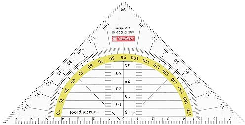 Brunnen 104975401 Geometrie-Dreieck / Geodreieck (für Schule und Büro, 16 cm, bruchsicher, glasklar)