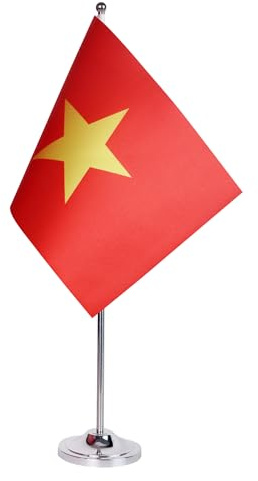 AZ FLAG Vietnam Table Flag 22x15 cm Vietnamese Satin Metal Base