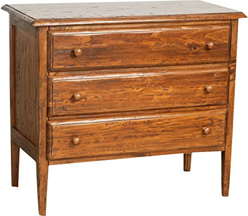 Commode style rustique en bois massif de tilleul finition noyer L100xPR48xH85 cm