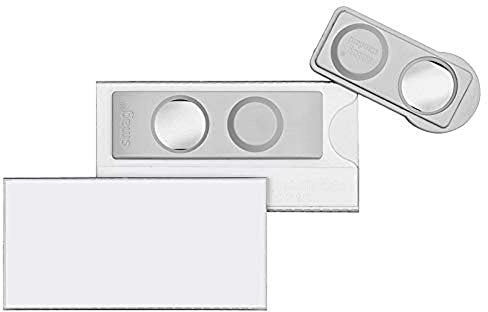 VELOFLEX - Namensschild VELOCARD 60 x 30 mm mit Magnet, 25er Packung | Transparent, aus Hart-PVC, Doppelmagnete für hohe Drehsicherheit, nicht für Herzschrittmacher geeignet