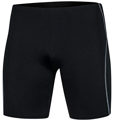 Aqua Speed Jungen UV Badehosen Knielang eng + gratis eBook | Sport Schwimmhose | Schwarze Badepants | Swim Trunks | Blake, Gr. M, Schwarz Grau