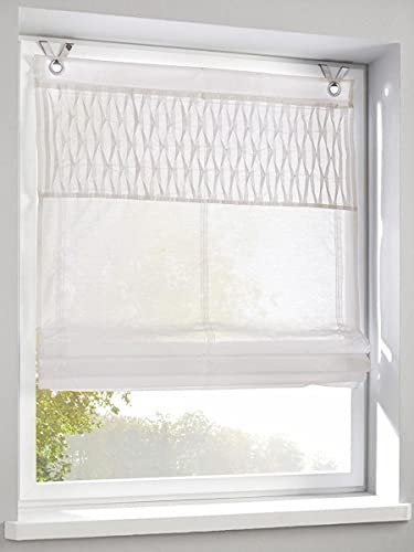 Raffrollo Ösenrollo Tuck Weiss 100 * 140 cm