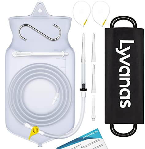 Lyvanas Einlauf Set Zur Darmreinigung (BPA- Und Phthalatfrei) - 2 Liter Klistier Set In Vollausstattung Für Alle Einläufe - Premium Reise Irrigator Set