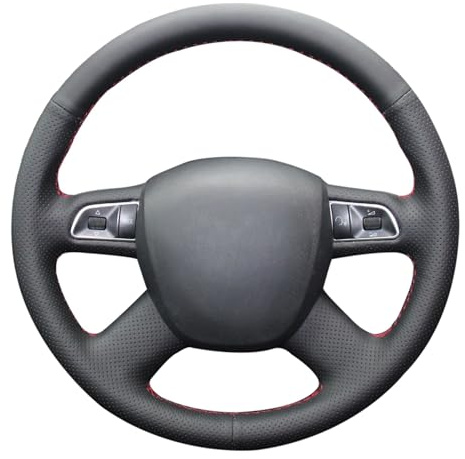 MEWANT Passgenauer Lenkradbezug zum Nähen für Audi A6 | Audi A6 C6 Q5 Q7 S8 Alt A4 B7 B8 Hand Nähen Mikrofaser-Leder Lenkradschoner Atmungsaktiv Für Beheizte Lenkräder Langlebig
