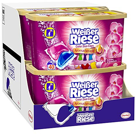 Weißer Riese Color Duo-Caps Aromatherapie, Malaysische Orchidee & Sandelholz, 8er Pack (8 x 16 Waschladungen)