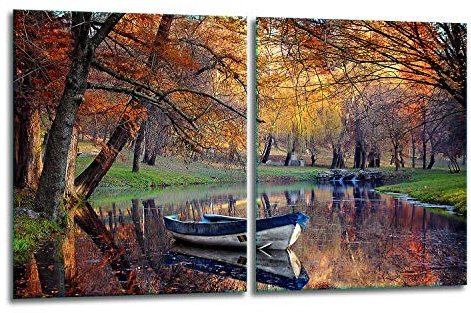 TMK | Herdabdeckplatten Set 2x40x52 cm Ceranfeld Abdeckung Glas Spritzschutz Abdeckplatte Glasplatte Herd Ceranfeldabdeckung Deko Schneidebrett Landsachft