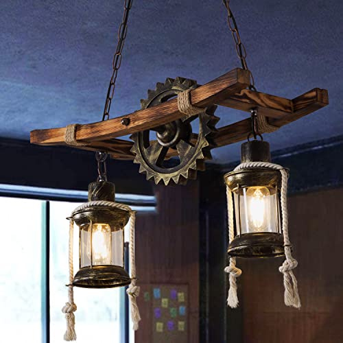Pendellampa trä taklampa vintage retro metall hängande lampa