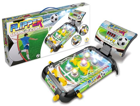 Teorema Giocattoli Flipper World Cup, elektronischer Flipper für Kinder mit digitalem Punktezähler, Licht und Sound für Spielzimmer, tragbares Geschicklichkeitsspiel