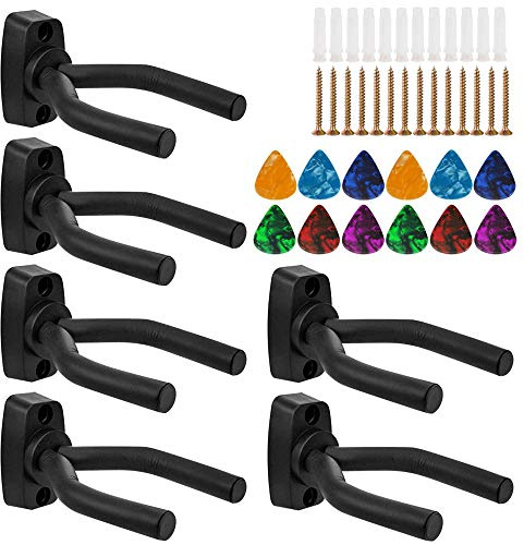 Sgizoku Guitar Wall Mount - Hanger Stand Holder Display Rack Bracket for Most Guitar Bass Accessories (6-Black)