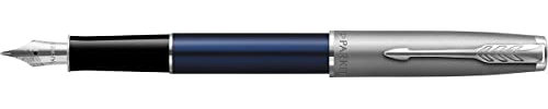 PARKER Sonnet Essentiel Füllfederhalter, Blau, Chrom-zierteile, Feine Edelstahlfeder - Geschenkbox