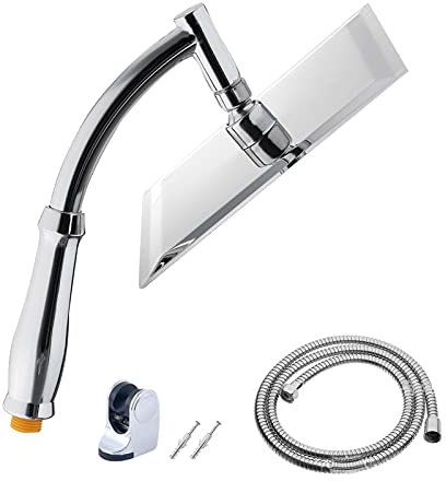 POHOVE Duschkopf mit Schlauch,Strahlarten Duschbrause mit Schlauch 1.5m,360 Grad Einstellbar Groß Duschkopf Handbrause Duschkopf Regendusche,Universal Duschbrause für Baden und Spa(Size:8inch)