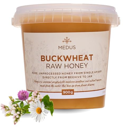 Earthbreath Earthbreath Buckwheat & Summer Blossom Raw Honey - 900g - Pure, Dark, Unheated, Unpasteurised and Unfiltered - Natural Sweetener for Cooking, Coffee, Juice, Drinks