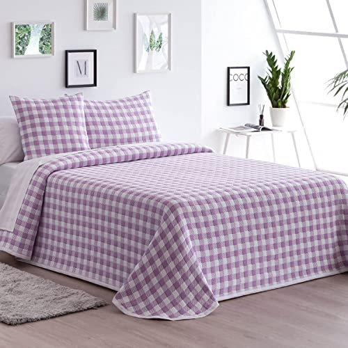 Colcha Jacquard LENZO - Cama 90 cm - Color Lila