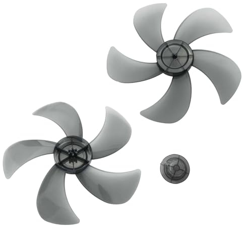 MSemis 14 Zoll Lüfterflügel 5 Blätter Ventilatorblatt Kunststoff Ersatz Blätter Rotorblatt mit Mutter Ersatz für 14 Zoll Haushaltsventilatoren Schwarz 14 Inch