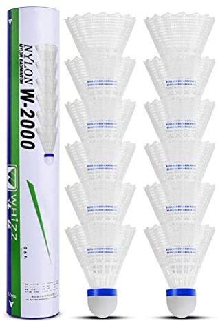 12 Stück Nylon Federbälle Badminton, Badminton Bälle, Batting Training High Speed Badminton Bälle Stabil und Langlebig, mit hoher Stabilität und Haltbarkeit Gänsefedern Federball