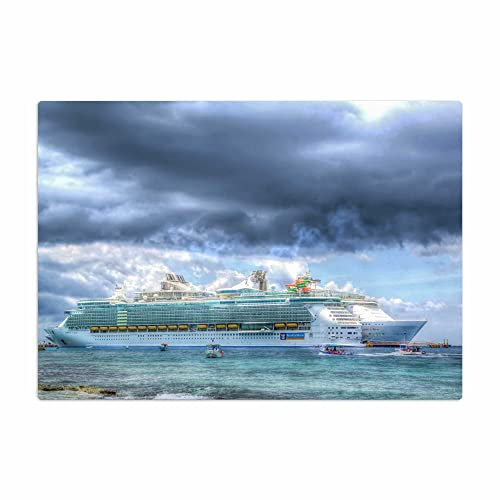 Vero Home 17207 Glas-Schneidebrett | Motiv Industrie Kreuzfahrtschiff | rutschfest, kratzfest und lebensmittelecht | Maße: 39 x 29 cm
