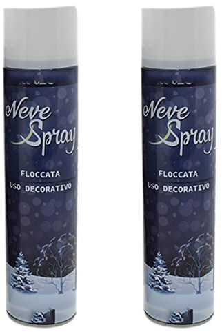 2 Neve Spray Max bomboletta 600ml per Decorazioni Albero di Natale presepe vetri finestre casa vetrine Artificiale