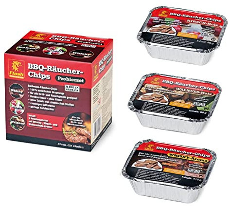 La zappa Lot de 3 bacs à fumoir barbecue idéal pour les groseilles et le rôti noix, whisky et cerise