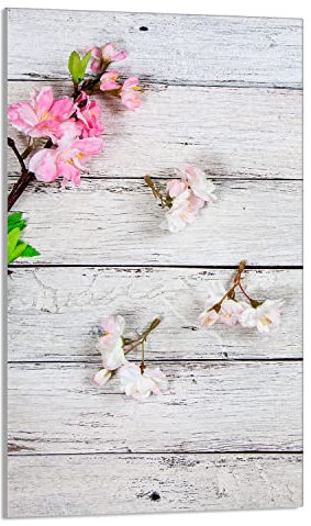 DarHaus Herdabdeckplatte 1 Teilig 30x52 cm Ceranfeldabdeckung Küche Elektroherd Induktion Herdschutz Spritzschutz Glasplatte Schneidebrett, Holz Orchidee