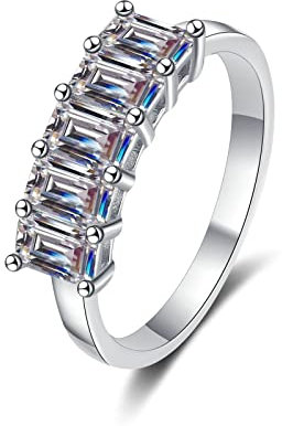 KnBoB Ring 925 Silber Damen 2.5ct Moissanit Elegant Ringe Hochzeitsringe Schmuck Eheringe Größe 54 (17.2)