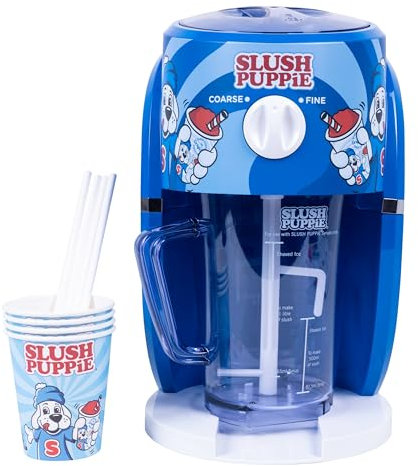 Slush Puppie Snow Cone Machine. Slushy Maker Ice Shaver. Makes up to 1 Litre of Delicious Slush Puppy in Minutes. Officially Licensed Slush Puppie Merchandise from Fizz Creations.
