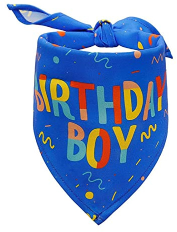 Dog Birthday Bandana,Birthday Dog Bandana Boy Triangle Scarf Triangle Dog Scarfs Bandanas for Small Medium Dogs Pets Birthday Party Supplies (Blue)