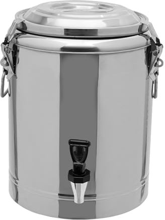 Contenitore termico in acciaio inox, termostato, 20 l, 40 l, per vin brulé, con coperchio e rubinetto, per feste, picnic, all'aperto, viaggi, caffetterie, buffet hotel