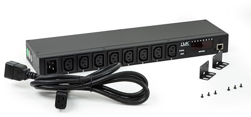 Connetto CO10063 - Multipresa 8 Porte IEC C13 Femmina CONTR con IP con Display per Volt E Ampere E SENS AMB TEM E UMI - ELETTE REVERSIBILI 180°