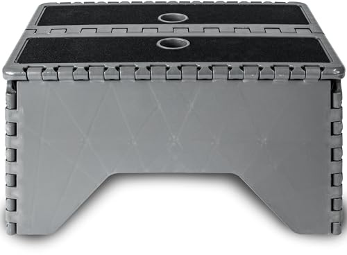 Caravan Trittstufe Klappbare Stufe 45x30x23 cm aus Kunststoff bis zu 150kg belastbar mit Anti-Rutsch-Trittfläche Einstiegshilfe Einzeltritt Faltbar Wohnwagen Wohnmobil Fußbank Tritt