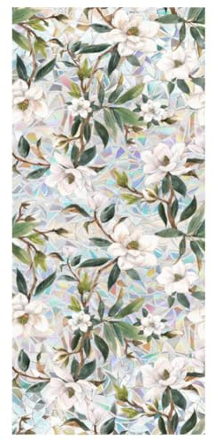 JOONOR Gardenia Fenster-Sichtschutzfolie, Retro-Gardenie, Buntglas-Fenstertönung für Zuhause, 3D-Regenbogen-Aufkleber, statischer Aufkleber für Badezimmer, Wohnzimmer, Glastür, 42 x 100 cm