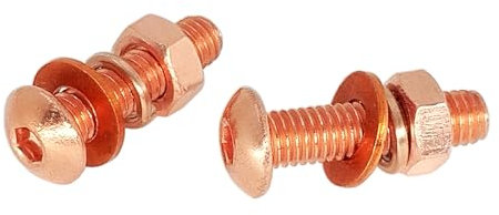 Foyoram M6x10mm Reinkupfer Flachrundkopfschrauben mit Innensechskant Scheibe Federringe Muttern 2 Sätze T2 Kupfer Hexagon Socket Button Head Screws Washers Hex Nuts 2 Sets (M6 x 10 mm)