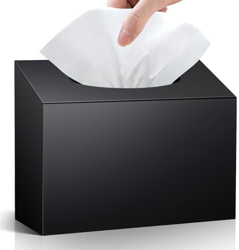 Acrylic Hand Towel Box Cover Compatible with Kleenex Disposable Hand Towels Wall-Mounted Paper Towel Dispenser Suitable for Tabletop, Bathroom, Car, and Office Use Valentine's Day Gifts (Black)