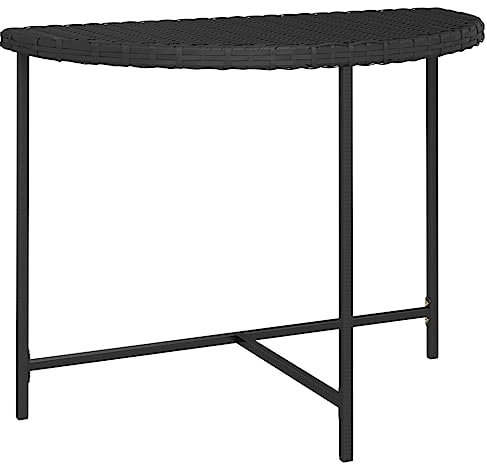 HETFTJN Kleiner Beistelltisch Balkontisch Klein Kleiner Tisch Outdoor Loungetisch Outdoor - Gartentisch Schwarz 100x50x75 cm Poly Rattan für Balkon Speisesaal Terrasse Innenhof