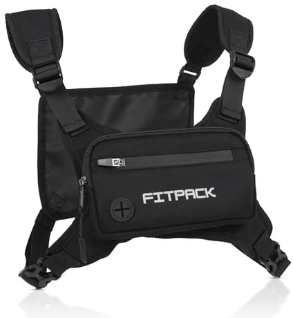 Running Vest for Men & Women, Lightweight Chest Bag for Phone Holder and Storage Vest, Water Resistant Cross Body Pack Running with Adjustable Shoulder Straps for Workouts and Training (Black), Black