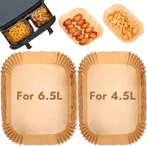 BYKITCHEN Papel de horno Dual Easy Fry XXL de doble cámara para freidora de aire caliente, 11 litros