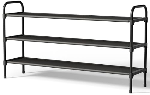 Kitsure Shoe Rack for Closet, Sturdy Shoe Storage for Entryway, Space-Saving Shoe Rack Small and Shoe Shelf, 99.0 cm Wide - 3 Tiers, Black