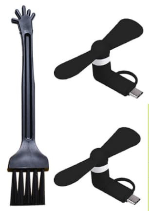 SEMINISMAR Mini-Handy-Lüfter,Tragbarer Mini-USB-Handy-Lüfter,USB Ventilator Klein Leise,2-in-1-Lüfter für Android-Telefone/Type-C-Telefone (Schwarz*2 PCS)