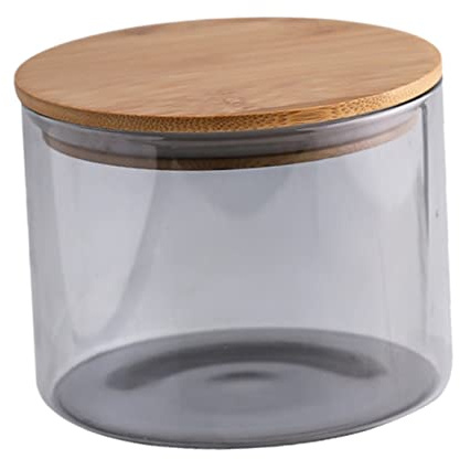 STOBAZA Bocal Hermétique en Verre Pot Scellé à Large Ouverture avec Couvercle en Bois pour Conservation des Fruits Secs et Bonbons Cuisine et Rangement