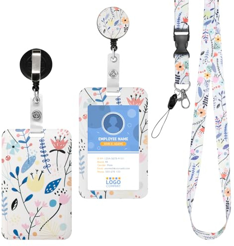 Cozary Badge-hållare med avtagbar snodd, blommig hållare med klämma, infällbar märkeshållare för sjuksköterskor, läkare, lärare och studenter