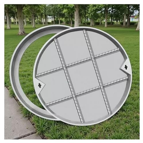 Couvercle et cadre de regard invisibles，acier inoxydable - Couvercle de puits encastré avec cadre，Caniveau Couvercle de Regard Rond Invisible，pour Chaussée D'allée de Cour(50*50cm/19.6*19.6in)