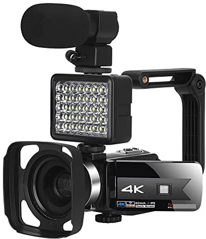 EKOUQIN Caméscope en Direct 4K caméras vidéo numériques for la Photographie Full Ultra HD Vlog Recorder Night Vision Webcam Filmer, enregistrer, Diffuser(128G SD Card,8)